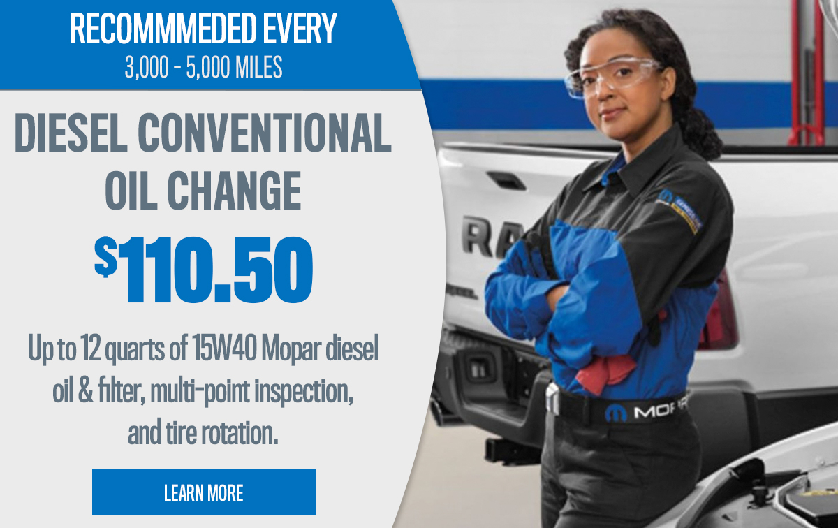 CDJR Diesel Conventional Oil Change Service Special Coupon CDJR Diesel Conventional Oil Change Service Special Coupon