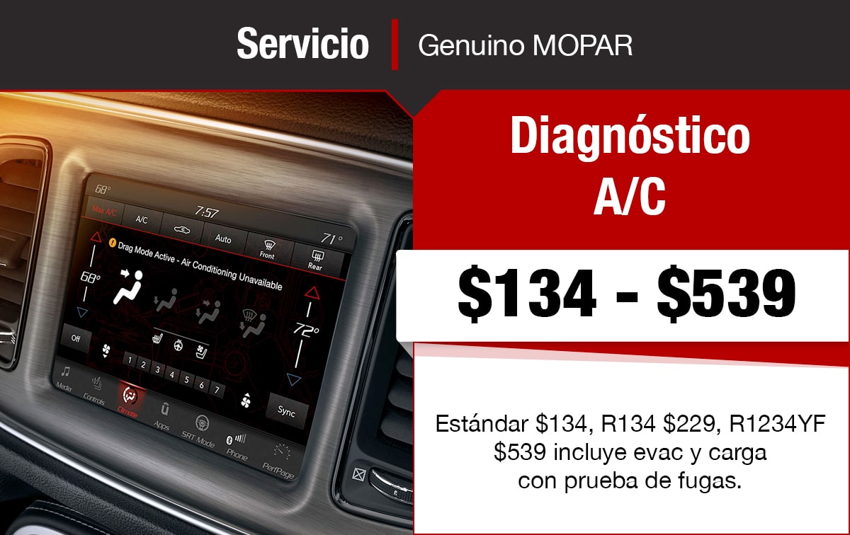 Chrysler Jeep Dodge Ram Cupón Especial de Servicio de Diagnóstico de A/C Chrysler Jeep Dodge Ram Cupón Especial de Servicio de Diagnóstico de A/C