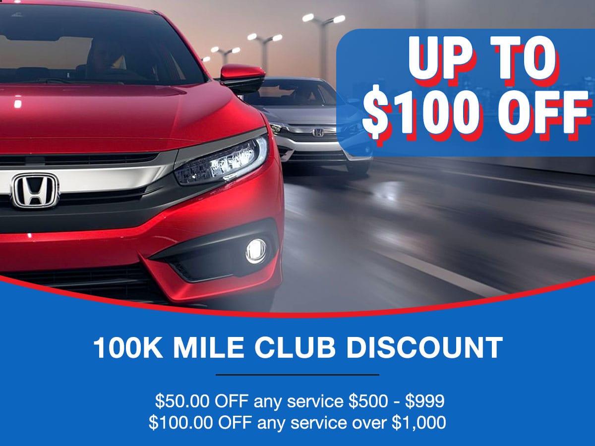 Honda 100K Mile Club Discount Service Special Coupon Honda 100K Mile Club Discount Service Special Coupon