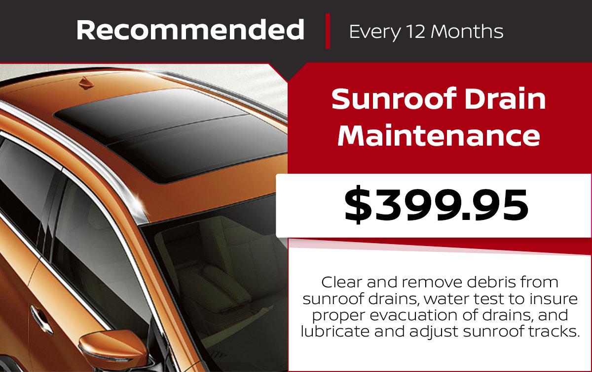 Nissan Sunroof Drain Maintenance Service Special Coupon Nissan Sunroof Drain Maintenance Service Special Coupon