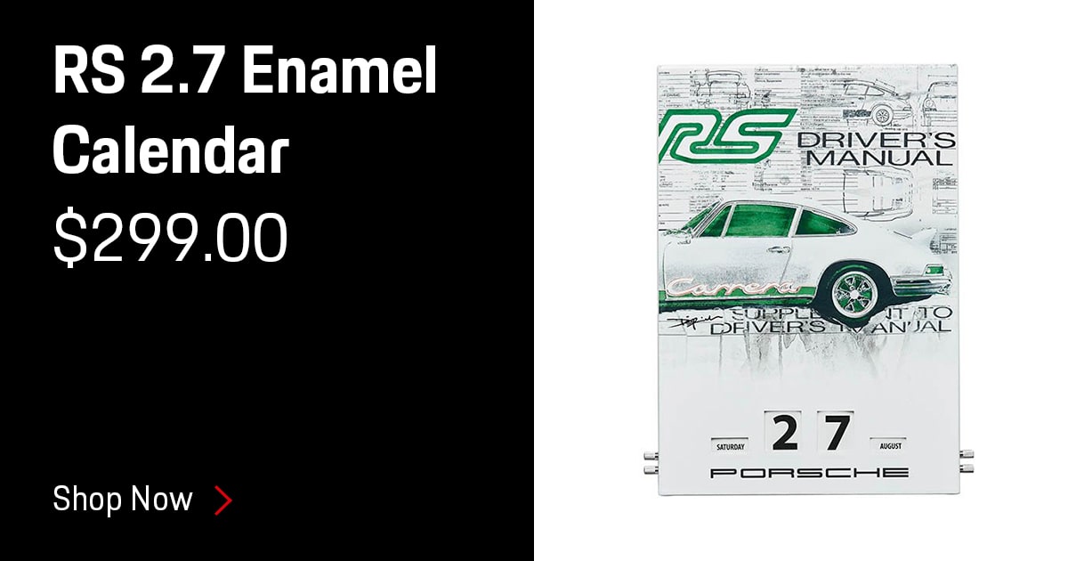 Porsche RS 2.7 Enamel Calendar Accessories Special Coupon Porsche RS 2.7 Enamel Calendar Accessories Special Coupon