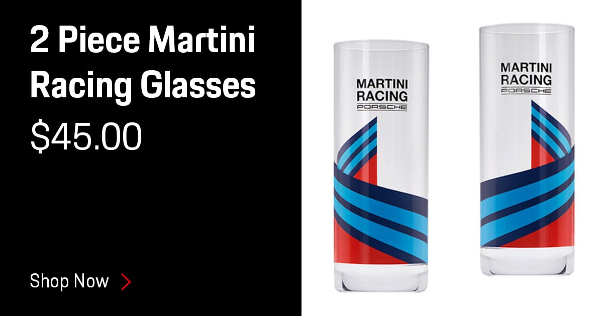Porsche 2 Piece Martini Racing Glasses Accessories Special Coupon Porsche 2 Piece Martini Racing Glasses Accessories Special Coupon