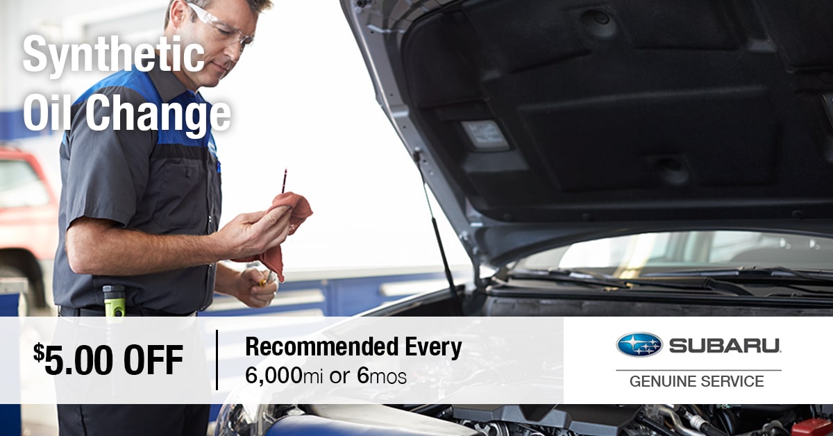 Subaru Synthetic Oil Change Service Special Coupon Subaru Synthetic Oil Change Service Special Coupon