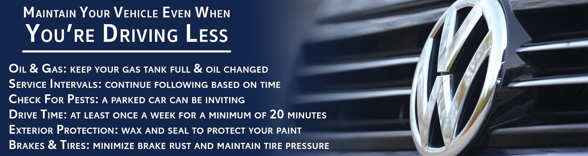 Maintain Your VW When Driving Less Maintain Your VW When Driving Less