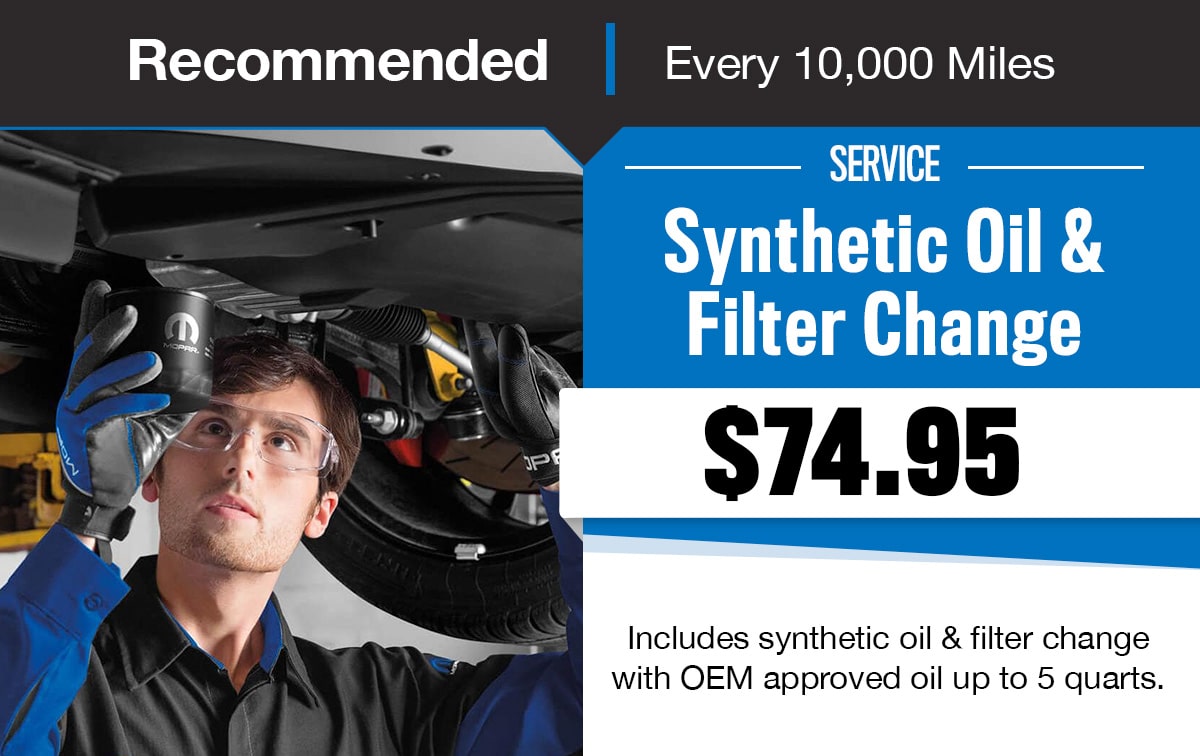 CDJR Synthetic Oil & Filter Change Special Coupon