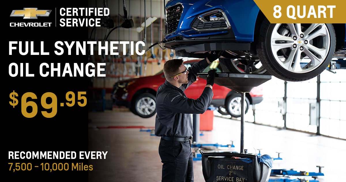 Chevrolet 8 Quart Full Synthetic Oil Change Service Special Coupon