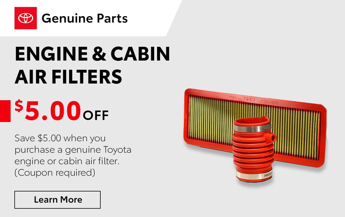 Toyota Engine & Cabin Air Filters Service Special Coupon Toyota Engine & Cabin Air Filters Service Special Coupon