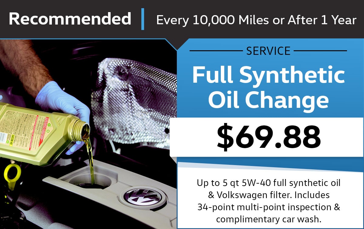 VW Full Synthetic Oil Change Service Special Coupon