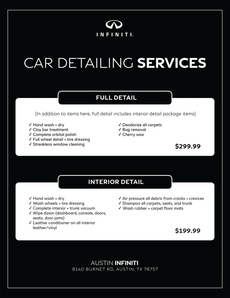 INFINITI Car Detailing Services